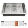 33-inch Undermount Single Bowl Workstation Stainless Steel Kitchen Sink built-in Two-Ledge