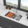 33-inch Undermount Single Bowl Workstation Stainless Steel Kitchen Sink built-in Two-Ledge