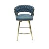 Bar Chair Suede Woven Bar Stool Set of 4,Golden legs Barstools No Adjustable Kitchen Island Chairs,360 Swivel Bar Stools Upholstered Bar Chair Counter