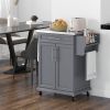 HOMCOM Kitchen Island on Wheels, Rolling Kitchen Cart with Stainless Steel Countertop, Drawer, Towel Rack and Spice Rack, Utility Storage Trolley, Gra