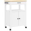 Kitchen Trolley MONZA 23.6"x15.7"x35.4" Solid Wood Pine
