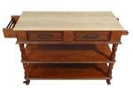 56 inch Rolling Kitchen Island with Storage,Kitchen Cart with Solid OAK Wood Top,Two-sided Kitchen island Cart on Wheels , Wine and Spice Rack, Large